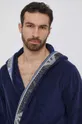 Бавовняний халат Emporio Armani Underwear темно-синій