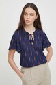 Льняна футболка Lauren Ralph Lauren темно-синій 200928578