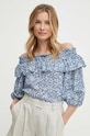 Хлопковая блузка Lauren Ralph Lauren узор голубой 200932903