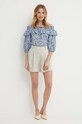 Хлопковая блузка Lauren Ralph Lauren 200932903 голубой SS24