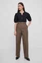 Бавовняна блузка Lauren Ralph Lauren 200933282 чорний SS24