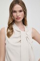 Marella top z domieszką jedwabiu beżowy 2413161021200