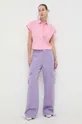 Βαμβακερό πουκάμισο Moschino Jeans ροζ