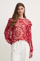Liu Jo bluzka z domieszką jedwabiu czerwony MA4262.T2559