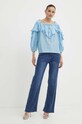 Halenka s příměsí hedvábí Pinko 103586.A1X2 modrá SS24