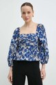 Бавовняна блузка Weekend Max Mara блакитний 2415161042600