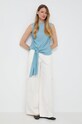 Top s příměsí hedvábí Weekend Max Mara 2415941152600 modrá SS24