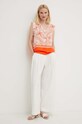 Halenka s lněnou směsí United Colors of Benetton 5HDGDQ08J oranžová SS24