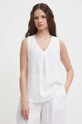 United Colors of Benetton bluzka lniana biały 5BMLDQ06W