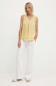 Ľanová blúzka United Colors of Benetton 5BMLDQ06W žltá SS25