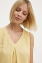 Ľanová blúzka United Colors of Benetton žltá 5BMLDQ06W