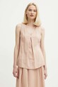 United Colors of Benetton bluzka lniana 5BMLDQ06W różowy