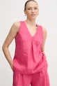 United Colors of Benetton bluzka lniana różowy 5BMLDQ06W