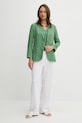 Lněná halenka United Colors of Benetton 5BMLDQ06W zelená SS25