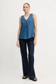 United Colors of Benetton bluză din in 5BMLDQ06W albastru SS25