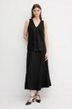 United Colors of Benetton bluză din in 5BMLDQ06W negru SS25