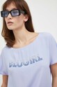 Blugirl Blumarine bluzka z domieszką jedwabiu niebieski RA4205.T3332