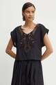 Sisley bluza din bumbac negru 5EHXLQ070