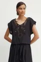 μαύρο Βαμβακερή μπλούζα Sisley