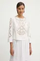 білий Бавовняна блузка Sisley