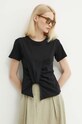 Sisley t-shirt bawełniany bawełna czarny 3LANL105D