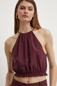 Patrizia Pepe top z domieszką lnu bordowy 2C1552.A052