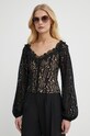 Guess bluzka CAROL z elastanem czarny W4GP05.KC760