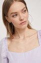 Бавовняна блузка Tommy Jeans фіолетовий DW0DW17806