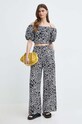 Lněná halenka Karl Lagerfeld 241W1609 vícebarevná SS24