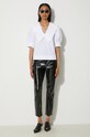 GANNI cotton blouse Cotton Poplin V-neck Ruffle Blouse F8635 white SS24