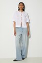 GANNI cotton shirt Broderie Anglaise Tie Blouse F9655 white SS24