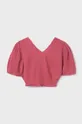 Дитяча бавовняна блузка Mayoral рожевий