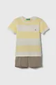 sárga United Colors of Benetton gyerek pamut pizsama Fiú