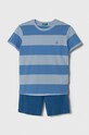 Dětské bavlněné pyžamo United Colors of Benetton hladký modrá 3ERS0P06G.G.Seasonal