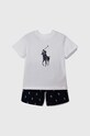 Polo Ralph Lauren pijamale de bumbac pentru copii cu modele bleumarin 8P0141