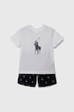 Polo Ralph Lauren set de pijama de bumbac pentru copii cu modele bleumarin 8P0141