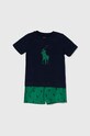 Детская хлопковая пижама Polo Ralph Lauren узор зелёный 8P0141
