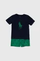 zielony Polo Ralph Lauren piżama bawełniana dziecięca Chłopięcy