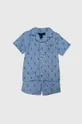 modra Otroška bombažna pižama Polo Ralph Lauren Fantovski