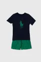 зелёный Детская хлопковая пижама Polo Ralph Lauren Для мальчиков