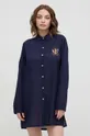 granatowy Lauren Ralph Lauren koszula piżamowa bawełniana Damski