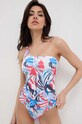 Jednodielne plavky Pepe Jeans LEAF ASY SWIMSUIT bez kostíc červená PLB10496