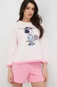 розовый Хлопковая пижамная футболка United Colors of Benetton x Peanuts Женский