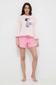 Хлопковая пижамная футболка United Colors of Benetton x Peanuts 30963M05F розовый SS24