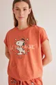 women'secret piżama bawełniana Snoopy pomarańczowy