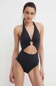 Jednodielne plavky MICHAEL Michael Kors HALTER ONE PIECE bez kostíc čierna MM2R243