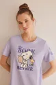 Βαμβακερό νυχτικό women'secret Snoopy μωβ