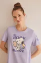 women'secret koszula nocna bawełniana Snoopy fioletowy