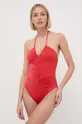 Jednodielne plavky Max Mara Beachwear bez kostíc červená 2416831209600