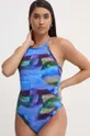 plava Jednodijelni kupaći kostim Casall High Neck Printed Ženski